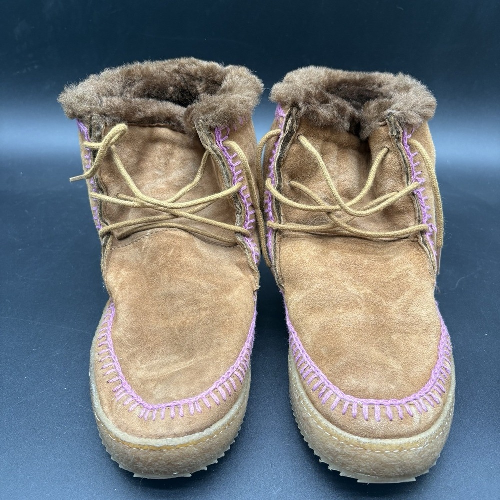 Laidback London Argo Crochet Suede Ankle Boots Size 38 Fur Lined Womens